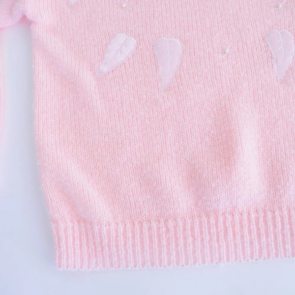 Vintage Contempo Plus Pink Knit Leaves Crewneck Sweater Size 40 - Picture 8 of 15